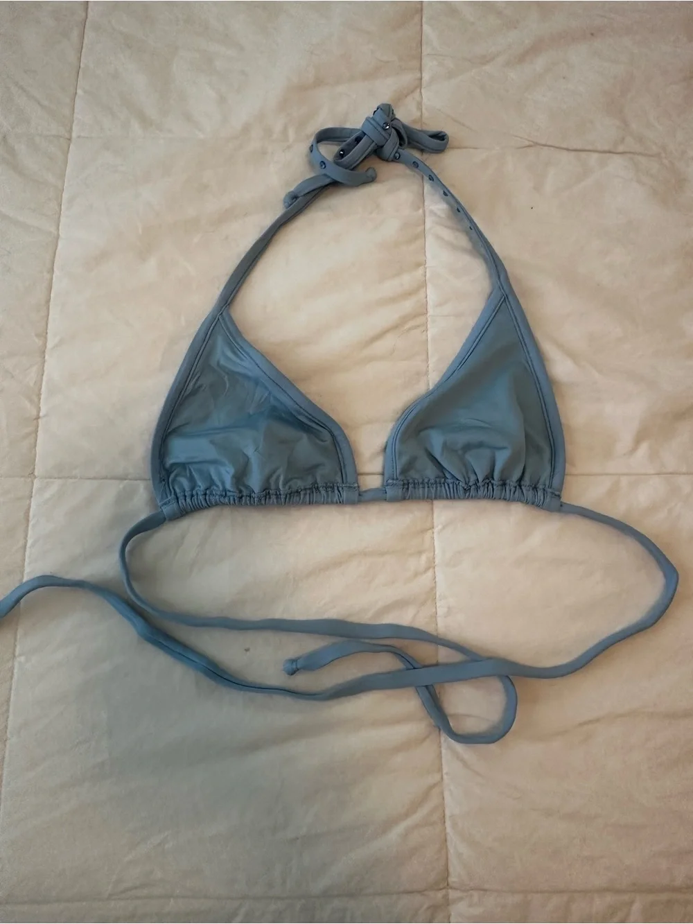 Skims Stud-Trim Triangle Bikini Top - Blue